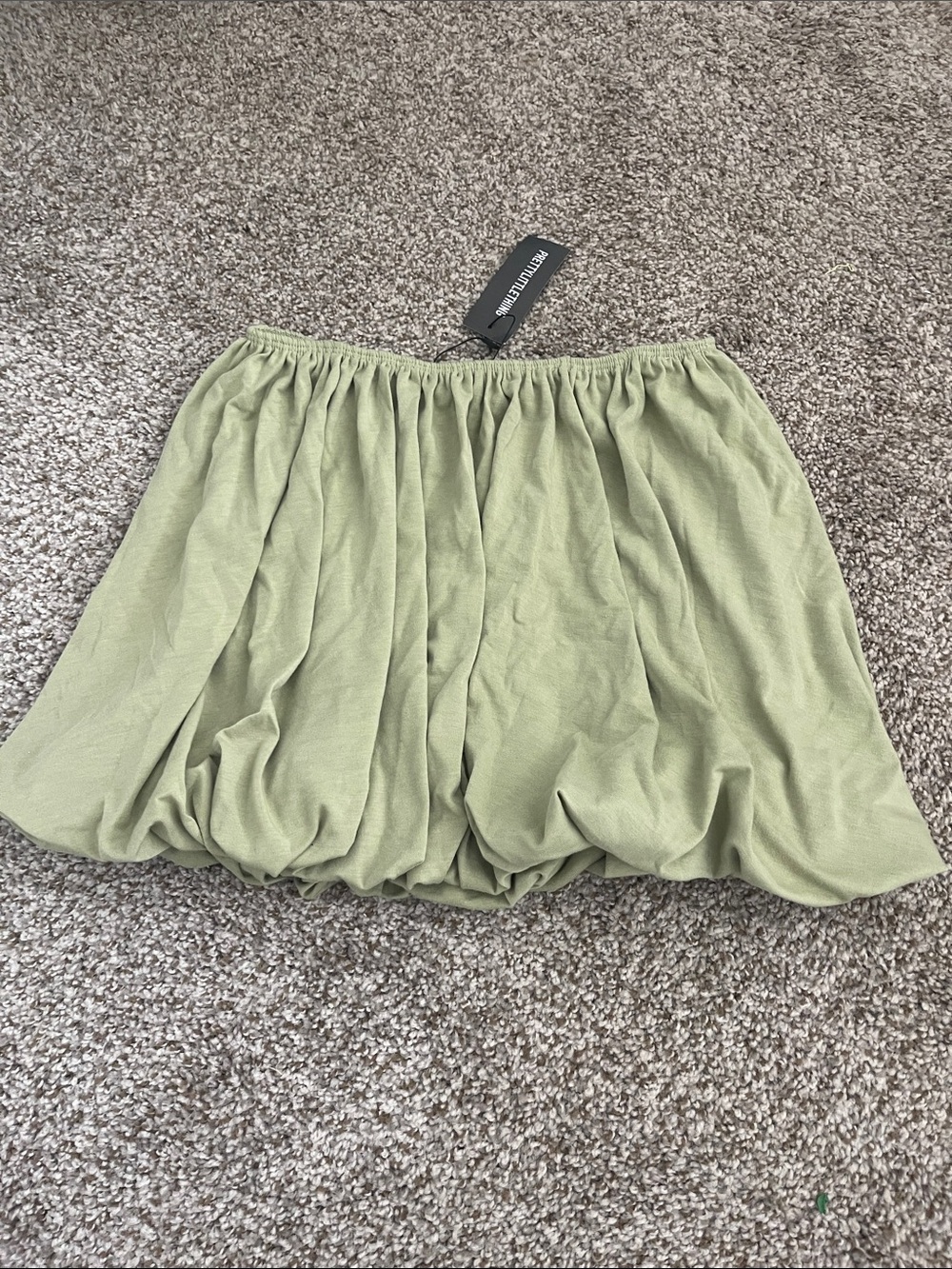 Light Green Bubble Hem Mini Skirt